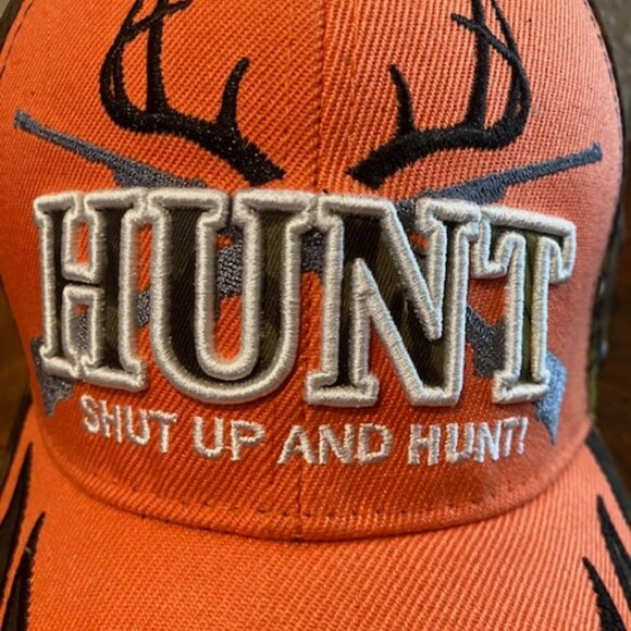"Shut Up and Hunt" Camo &‎ Orange Cap - Picture 1 of 3